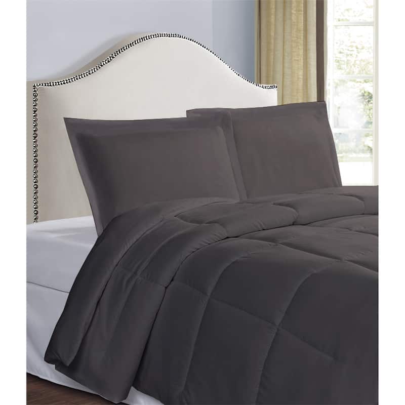 Microfiber 2 Inch Flange 2- Pack Tailored Standard Size Sham Set - Grey