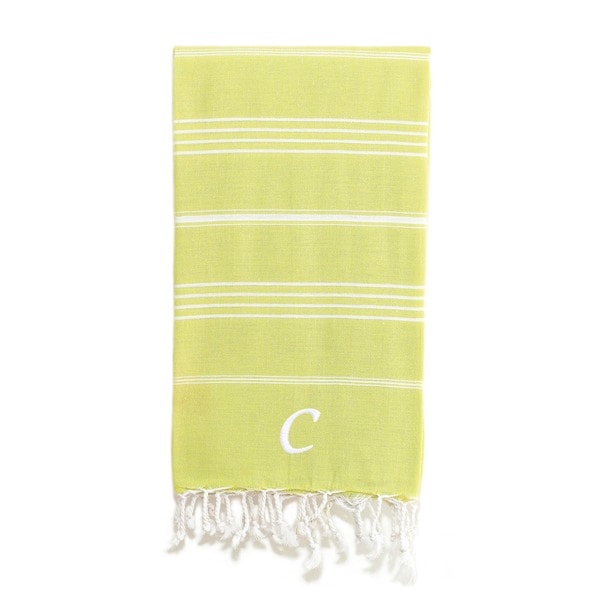 lime green striped towels