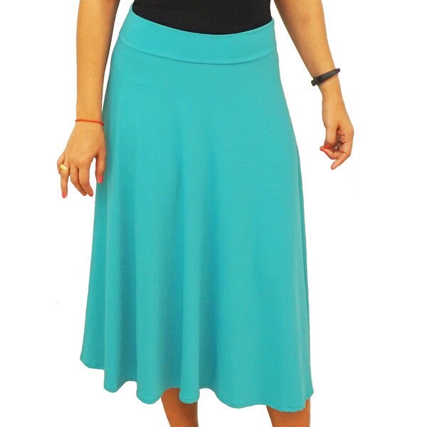 Fold over Waist Short Midi Below Knee Skirt - Overstock - 10593712