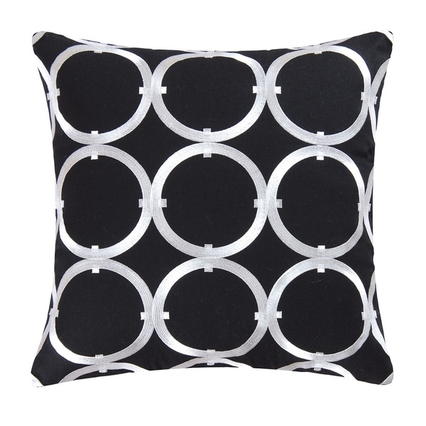 Circle on Black Embroidered 18 Inch Throw Pillow