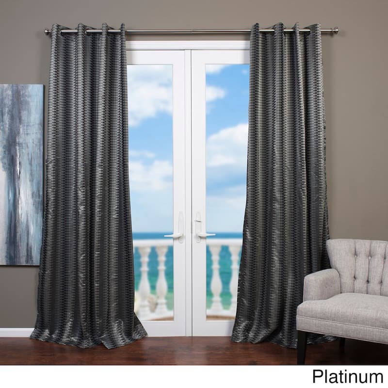 Lambrequin Cosmopolitan Jacquard Curtain Panel - 54 x 96 - 54 x 96 - Platinum