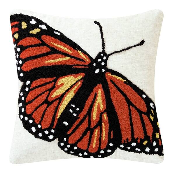Monarch Butterfly Tufted 18 Inch Throw Decorative Accent Throw