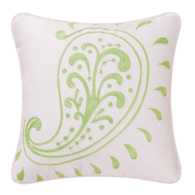 Samara Chain Stitch 16 Inch Throw Decorative Accent Throw Pillow - Accent - 16 X 16 - Polyester - Green - Single