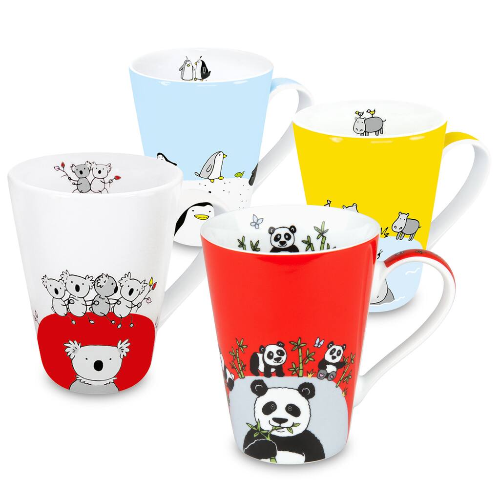 Waechtersbach Globetrotter Animals Zoo Panda/ Hippo/ Koala/ Penguin Mugs (Set of 4)