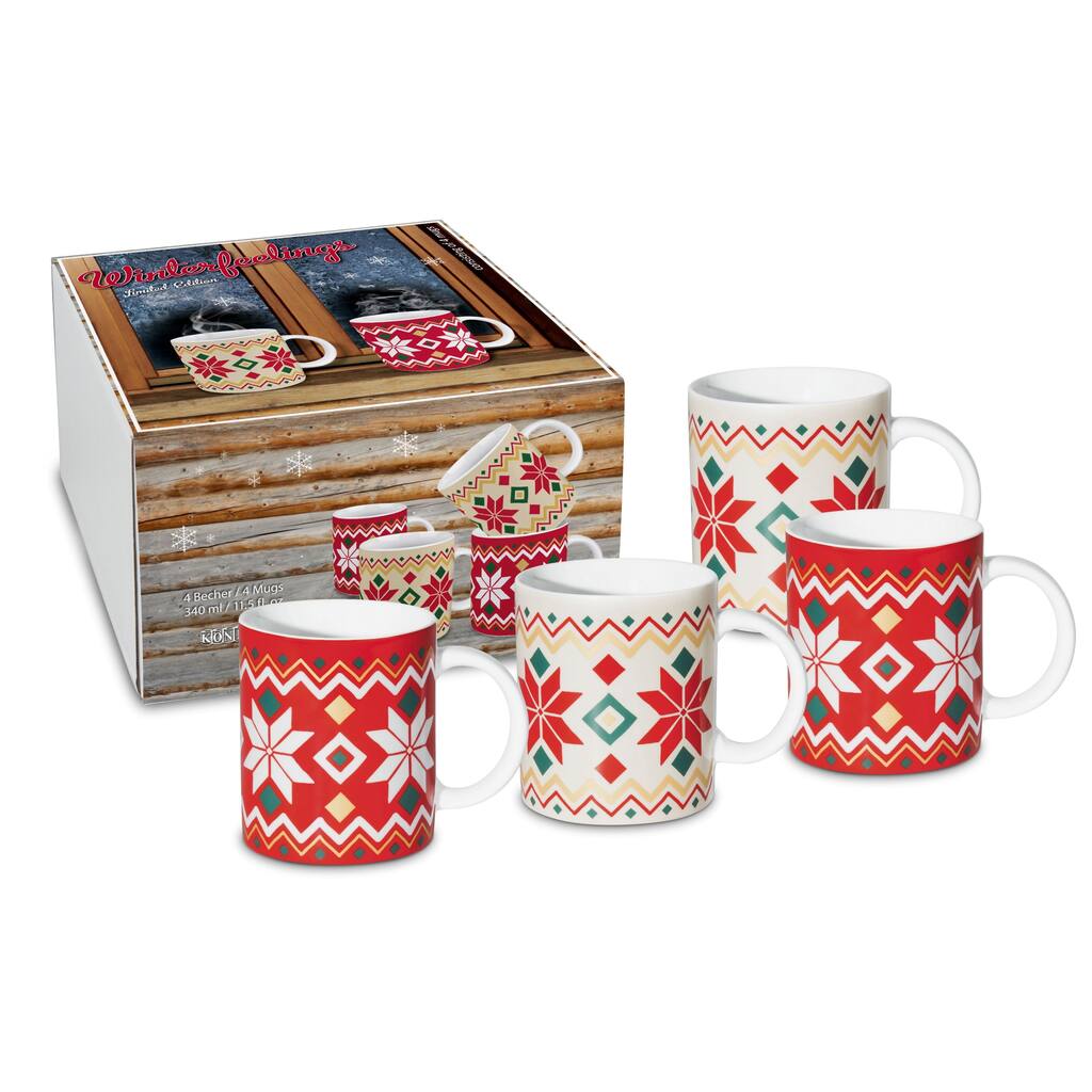 Konitz Winter Feelings Holiday Mugs (Set of 4)