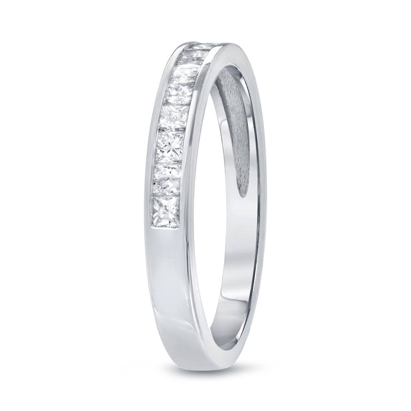 Auriya 14k Gold 1/5ctw Princess Cut Diamond Channel Wedding Band