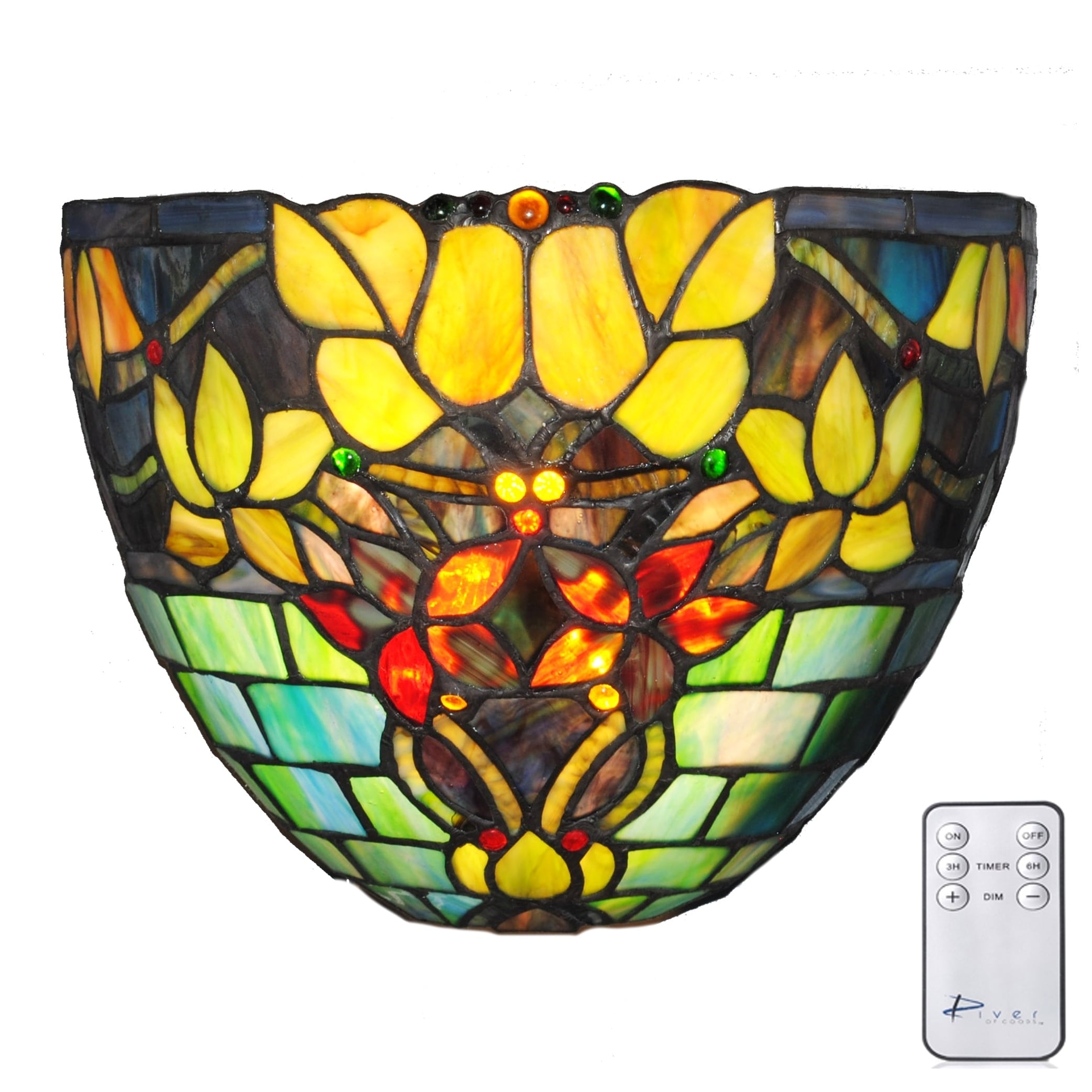 battery operated stained glass wall sconces