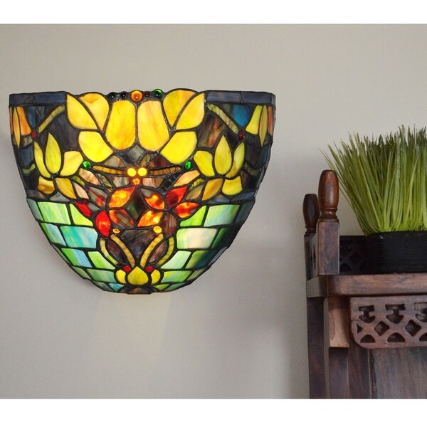 battery operated stained glass wall sconces