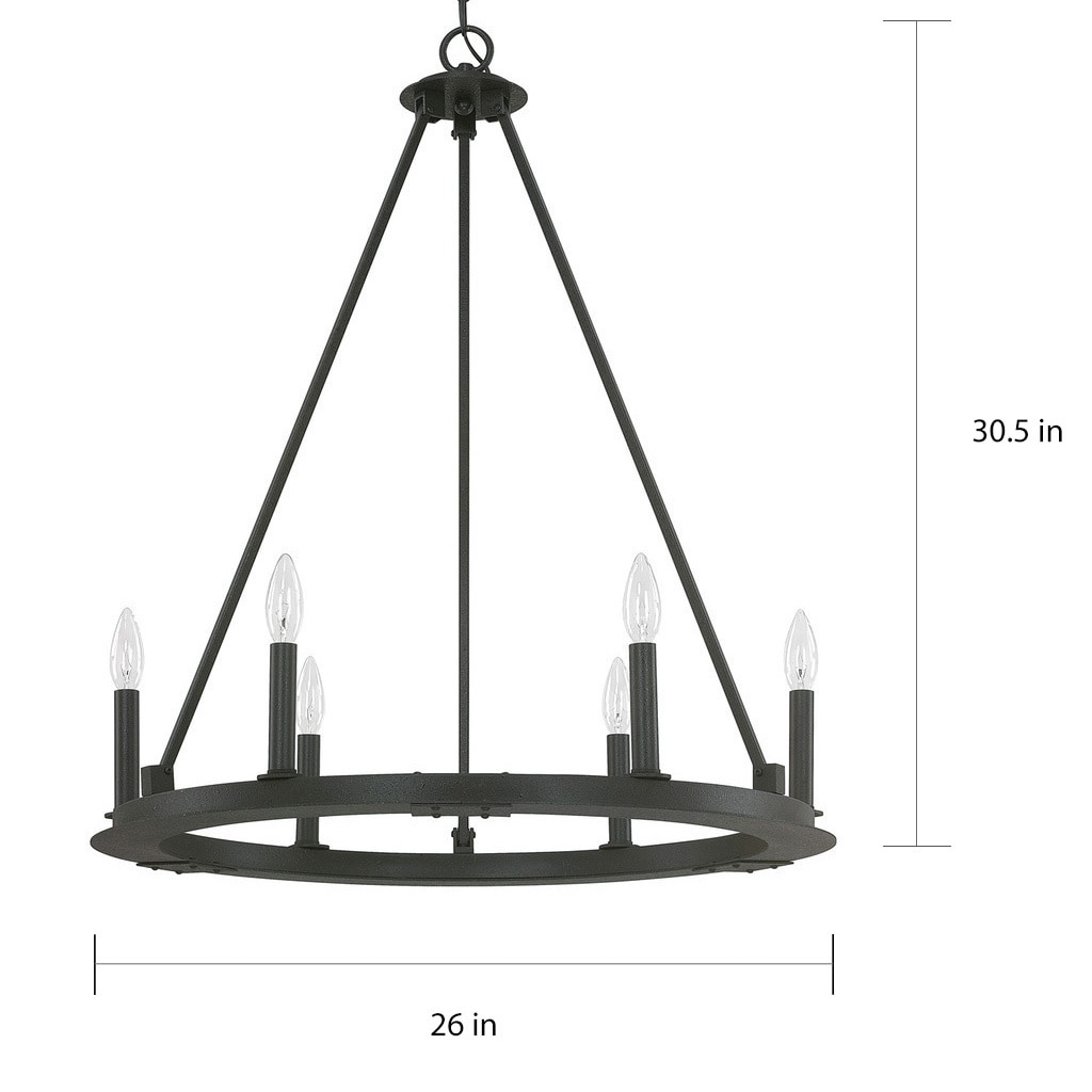 Capital Lighting Pearson Collection 6 Light Black Iron Chandelier