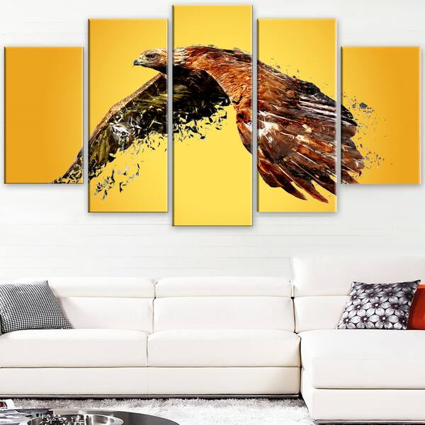 Design Art 'Soaring Eagle' Canvas Art Print - 60Wx32H Inches - 5 Panels ...