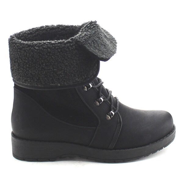 flat ankle boots fur cuff