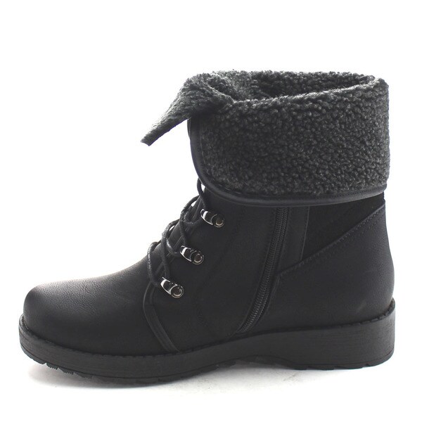 flat ankle boots fur cuff
