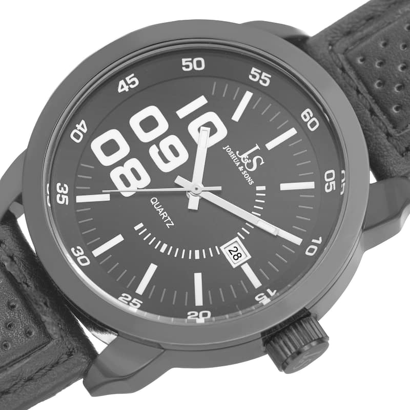 Joshua & Sons Men's Quartz Date Leather Strap Watch