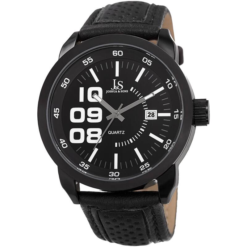 Joshua & Sons Men's Quartz Date Leather Strap Watch