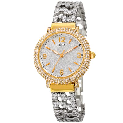 Burgi Women's Quartz Swarovski Crystal Gold-Tone Bracelet Watch