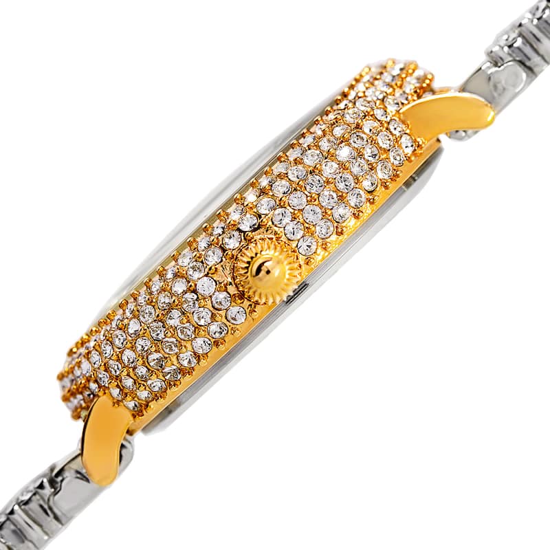 Burgi Women's Quartz Swarovski Crystal Gold-Tone Bracelet Watch