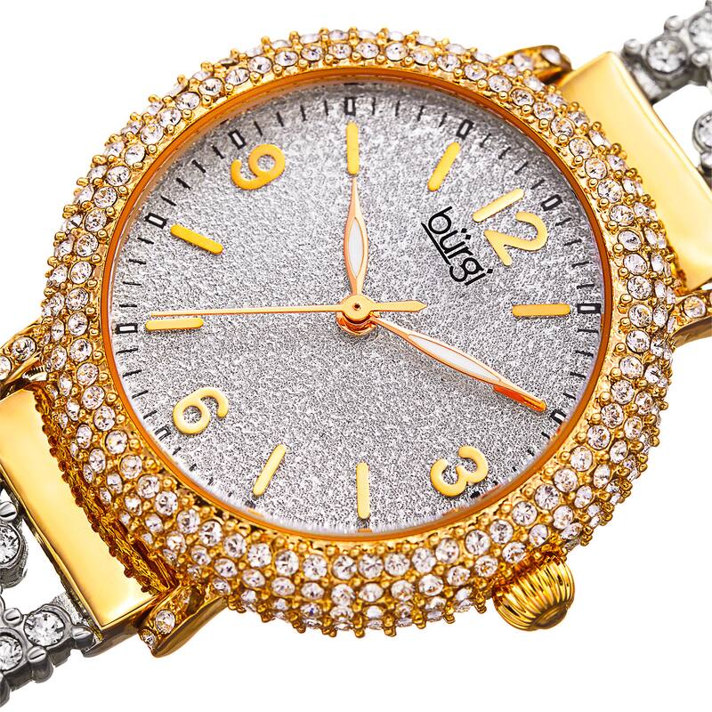 Burgi Women's Quartz Swarovski Crystal Gold-Tone Bracelet Watch