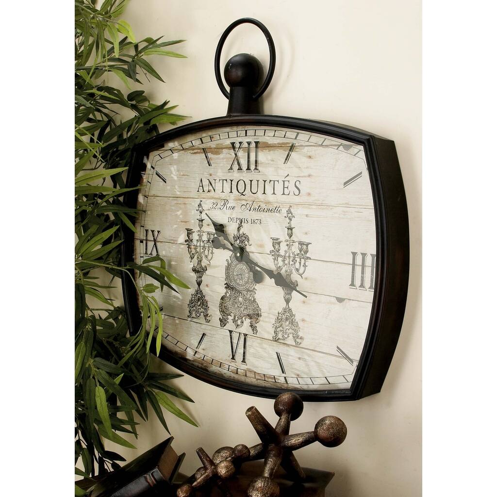 Rustic 26 x 26 Inch Antique Metal and Wood Wall Clock by Studio 350