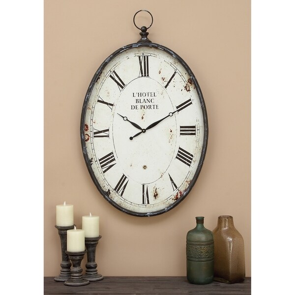 Traditional 37 x 23 inch Distressed Iron Analog Clock by Studio 350