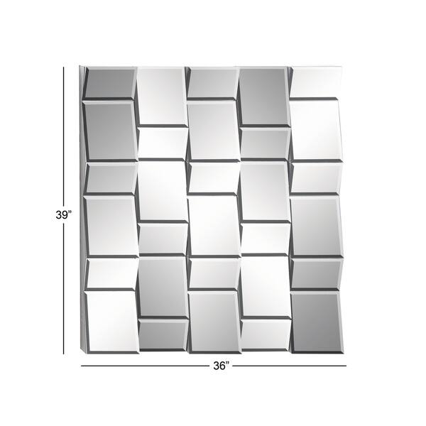Modern 39 X 36 Inch Wood And Mirror Tile Wall Decor By Studio 350 Silver Overstock 10594811
