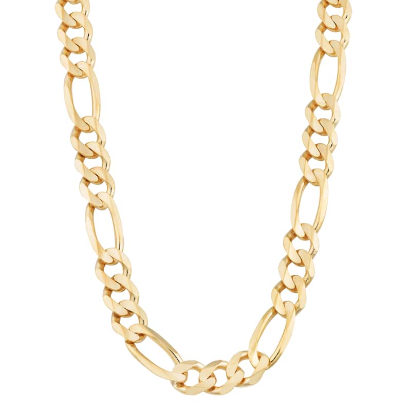 Fremada 14k Yellow Gold 8.5 millimeters Men's High Polish Solid Figaro Link Chain Necklace (22 or 26 inches) - 22 Inch