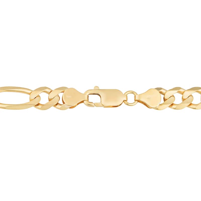 Fremada 14k Yellow Gold 8.5 millimeters Men's High Polish Solid Figaro Link Chain Necklace (22 or 26 inches)