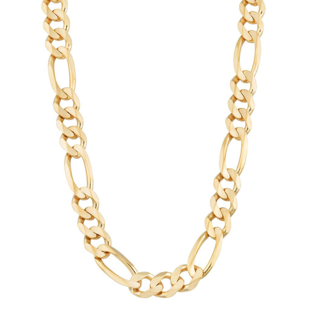 Fremada 14k Yellow Gold 8.5 millimeters Men's High Polish Solid Figaro Link Chain Necklace (22 or 26 inches)