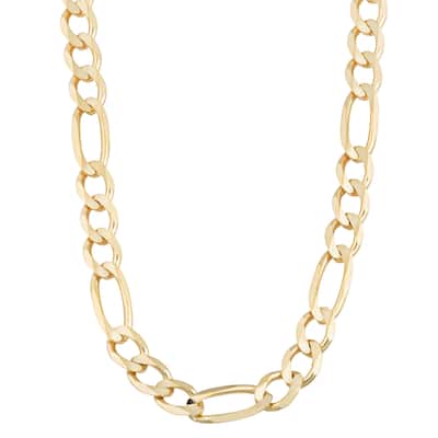 Fremada 14k Yellow Gold Men's 7.4 mm Solid Figaro Link Chain Necklace