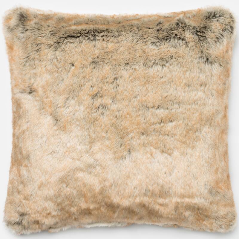 Faux-fur Beige 22-inch Throw Pillow or Pillow Cover