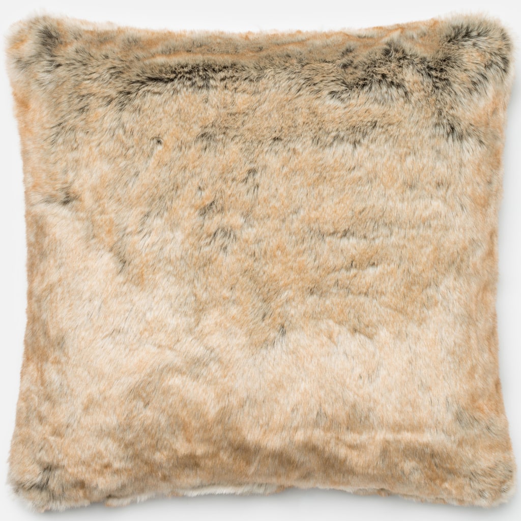Faux-fur Beige 22-inch Throw Pillow or Pillow Cover