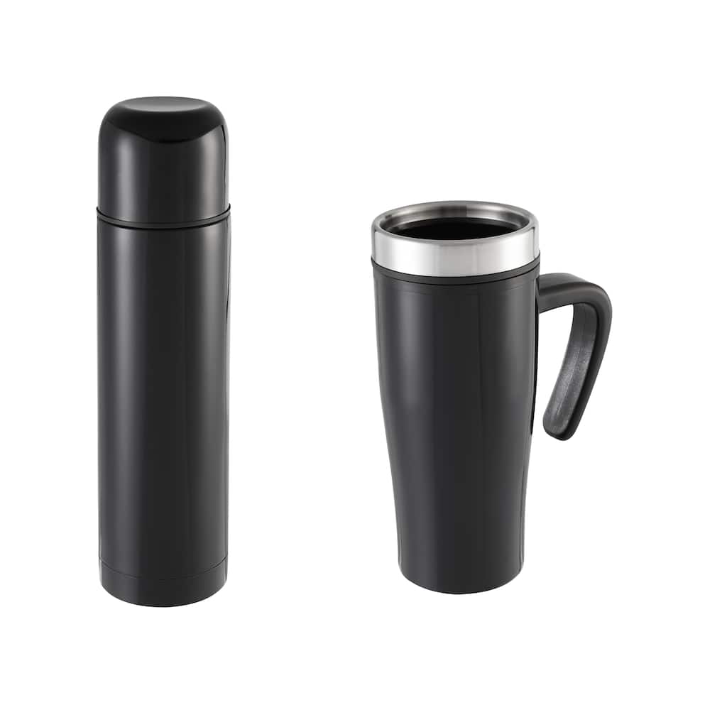 Sharper Image 2 Piece Thermal Mug & Flask Set
