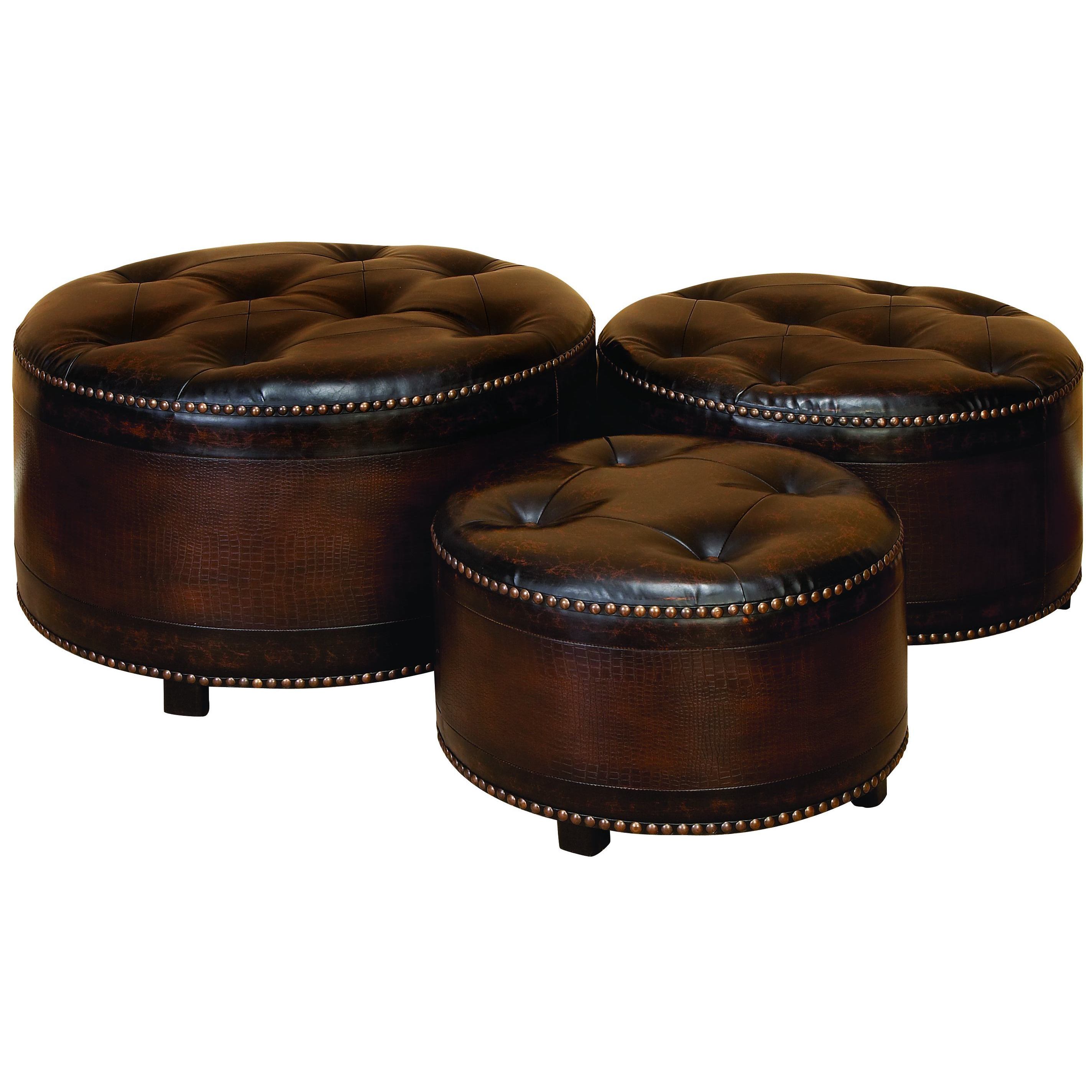 Shop Faux Leather Upholstered Ottomans Set Of 3 Free Shipping Today   Faux Leather Upholstered Ottomans Set Of 3 3e777f9b A19b 4e84 B7aa 5e3b076ff1bb 