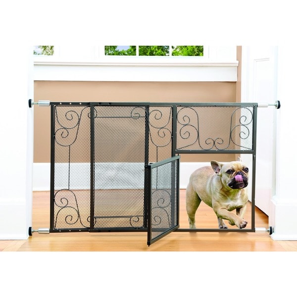 Adjustable Scroll Design Metal Pet Gate with Door   17669299