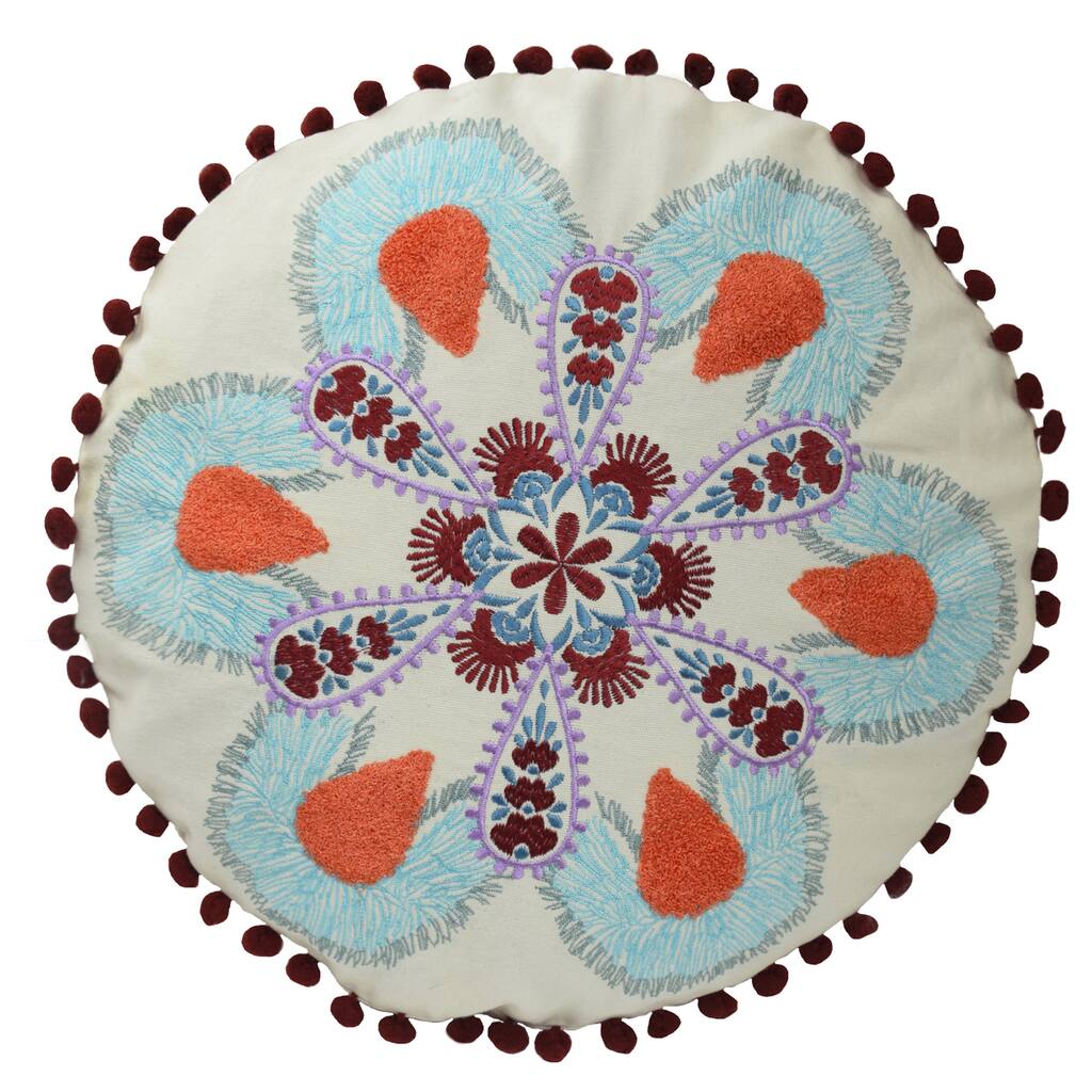 Vue Vista Round Embroidered Accessory Pillow