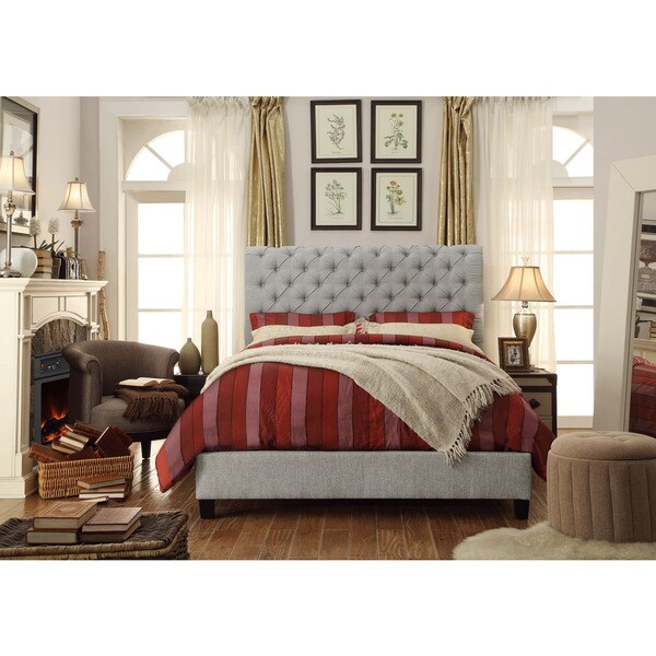 Moser Bay Furniture Calia Grey Tufted Upholstery Platform Bed