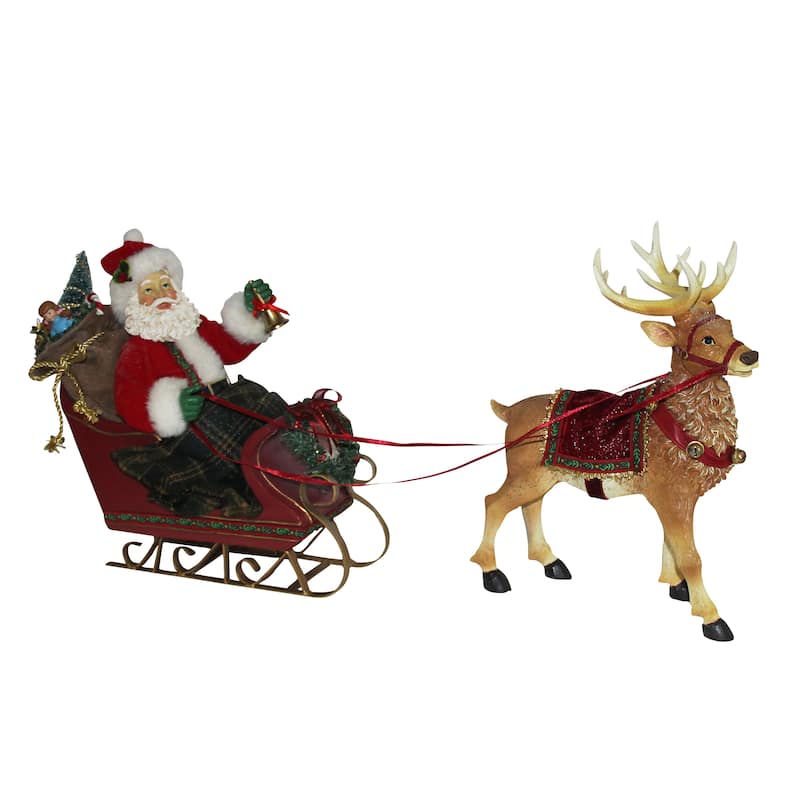 Kurt Adler 10-Inch Santa in Sleigh with Deer