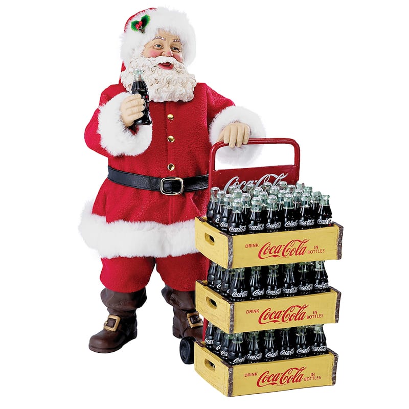 Kurt Adler 10.5-Inch Coca-Cola Santa with Delivery Cart Set of 2 Pieces