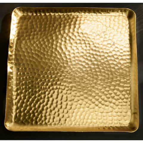12" Gilded Square Hammered Tray