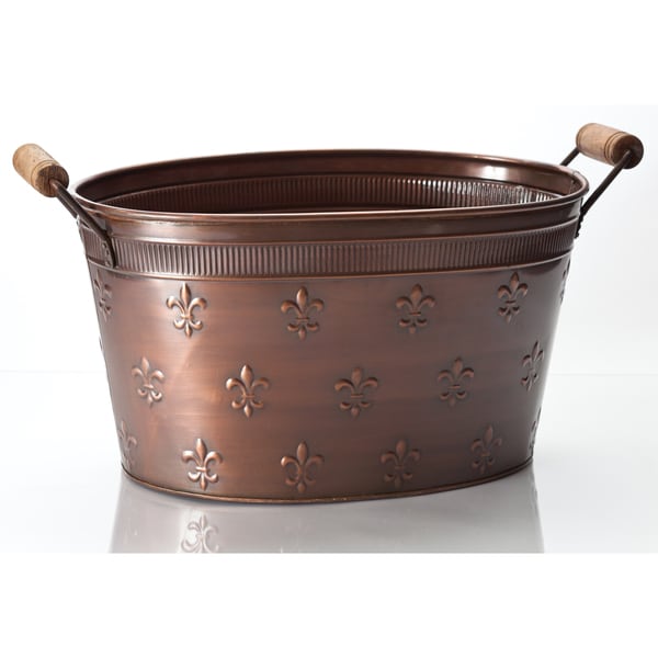 Shop Large 22" Copper Fleur de Lis Oval Tub Free Shipping On Orders
