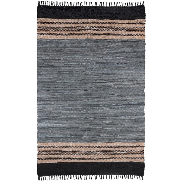 Grey Matador Leather Chindi (21x34) Rug   Shopping   Great