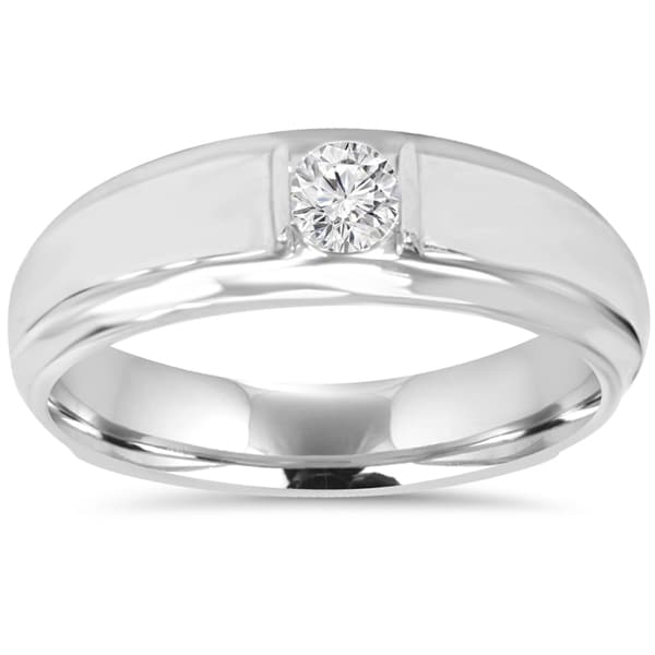 10K White Gold 1/ 6CT Mens Diamond Solitaire Ring - Free Shipping Today ...