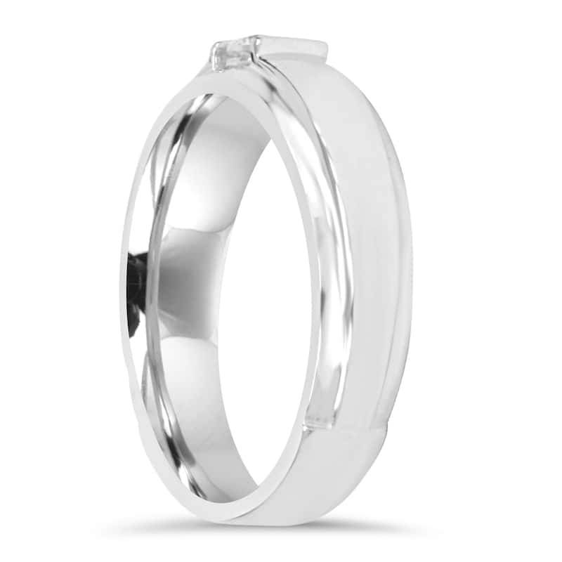10K White Gold 1/ 6CT Mens Diamond Solitaire Ring