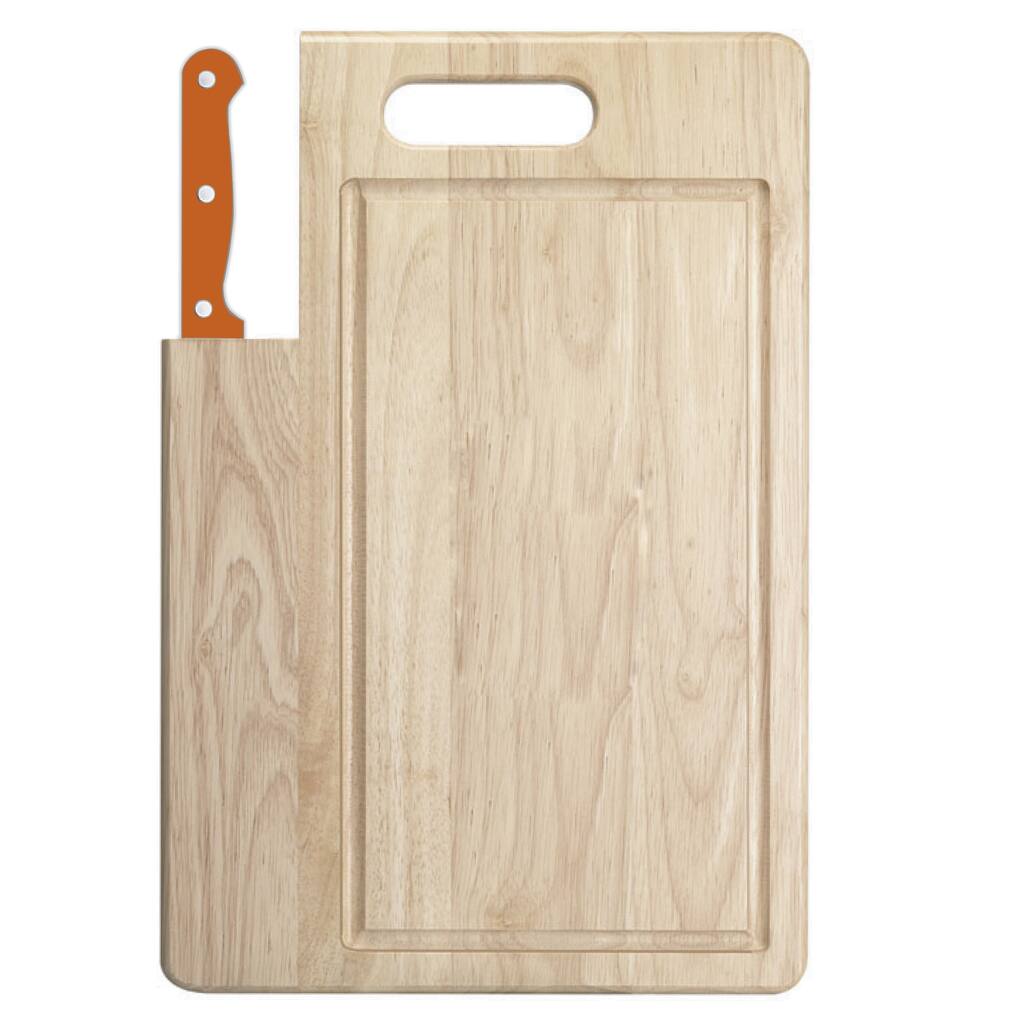 Ginsu Essential Series 2-Piece Large Cutting Board and Orange Santoku Knife Set