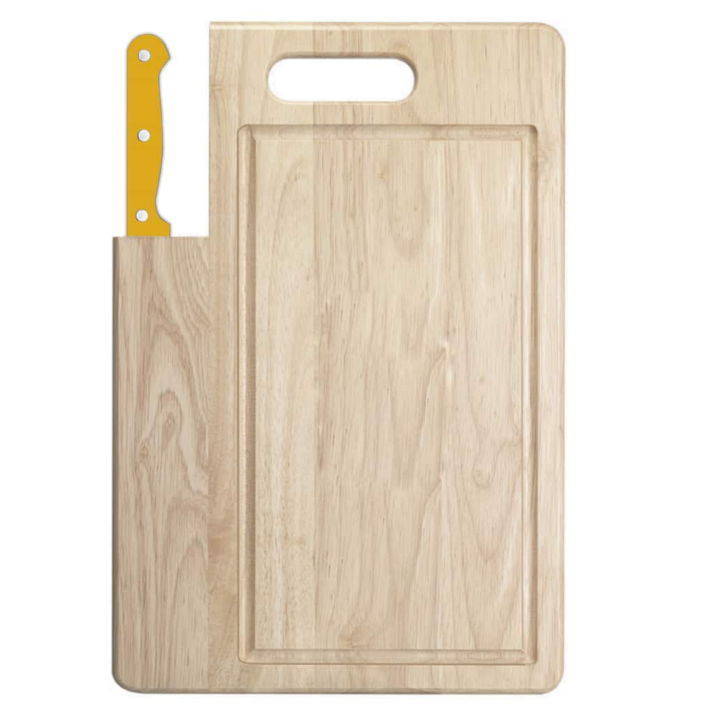 Ginsu Essential Series 2-Piece Large Cutting Board and Yellow Santoku Knife Set