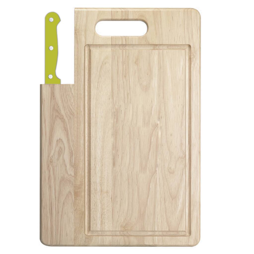 Ginsu Essential Series 2-Piece Large Cutting Board and Lime Green Santoku Knife Set