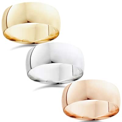14k White Yellow and Rose Gold 9mm Plain Wedding Band