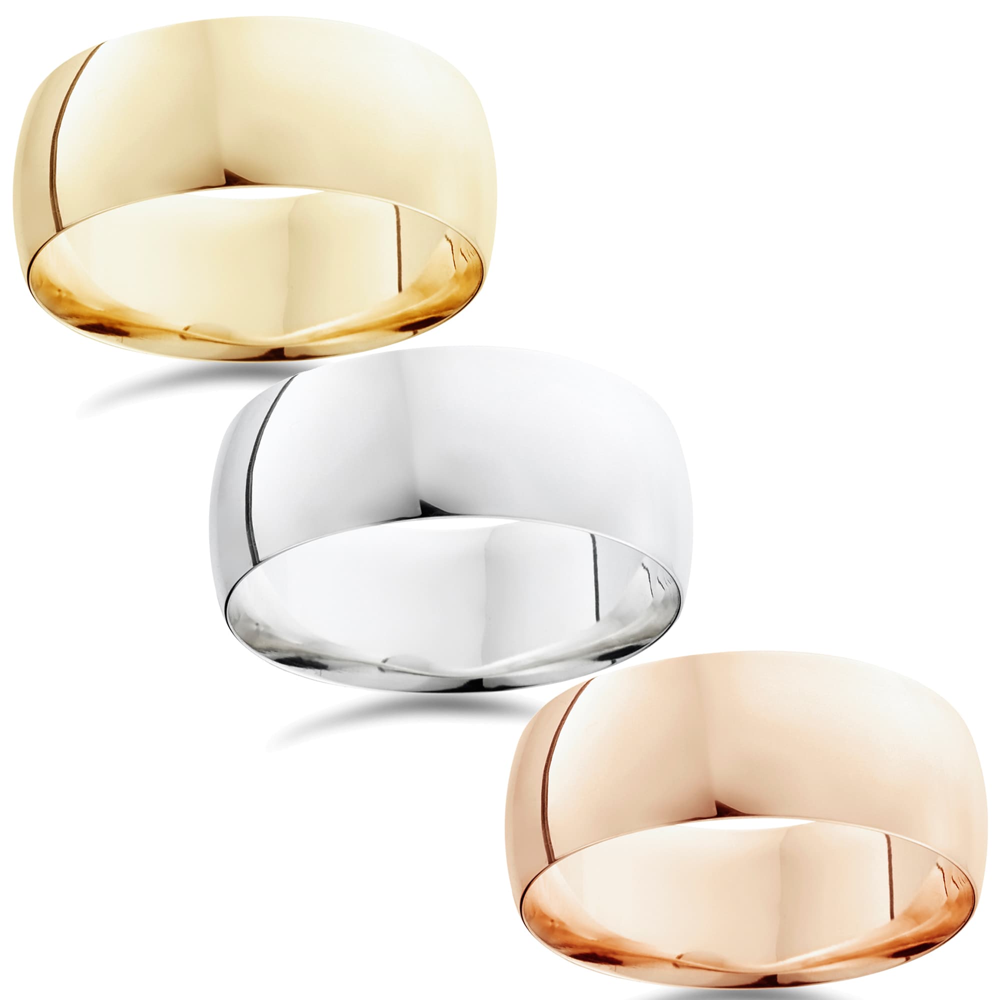 Bliss Diamond 14k White Yellow and Rose Gold 9mm Plain Wedding Band