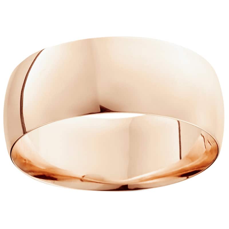 14k White Yellow and Rose Gold 9mm Plain Wedding Band - 6 - Rose