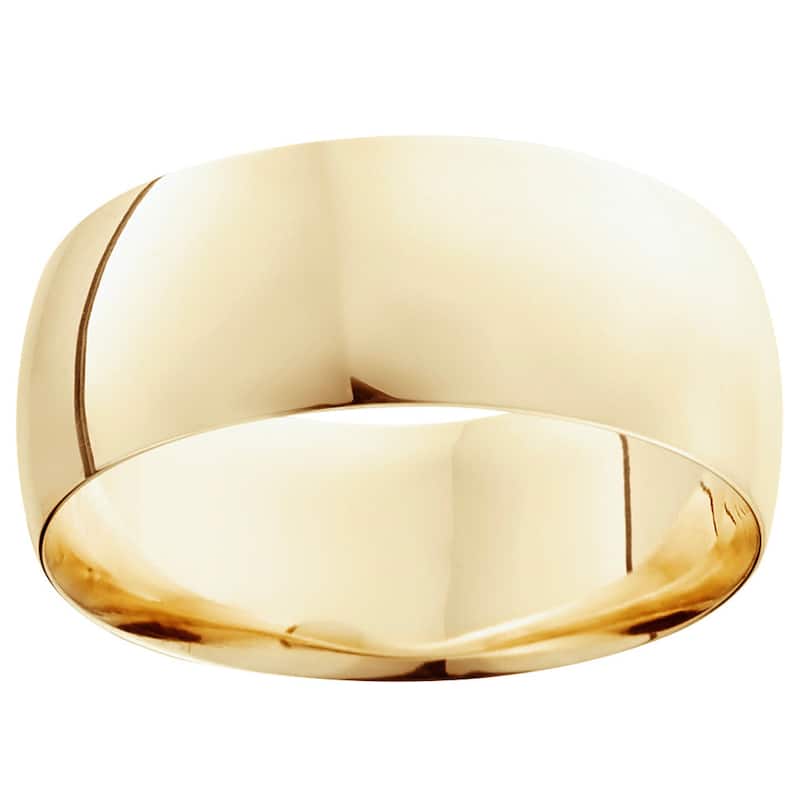 14k White Yellow and Rose Gold 9mm Plain Wedding Band - 5 - Yellow