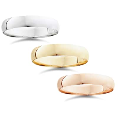 14k White Yellow and Rose Gold 5mm Plain Wedding Band